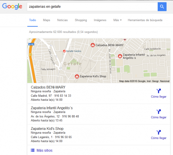 Zapaterias en getafe como ejemplo del posicionamiento seo local Blog Camara de Espana